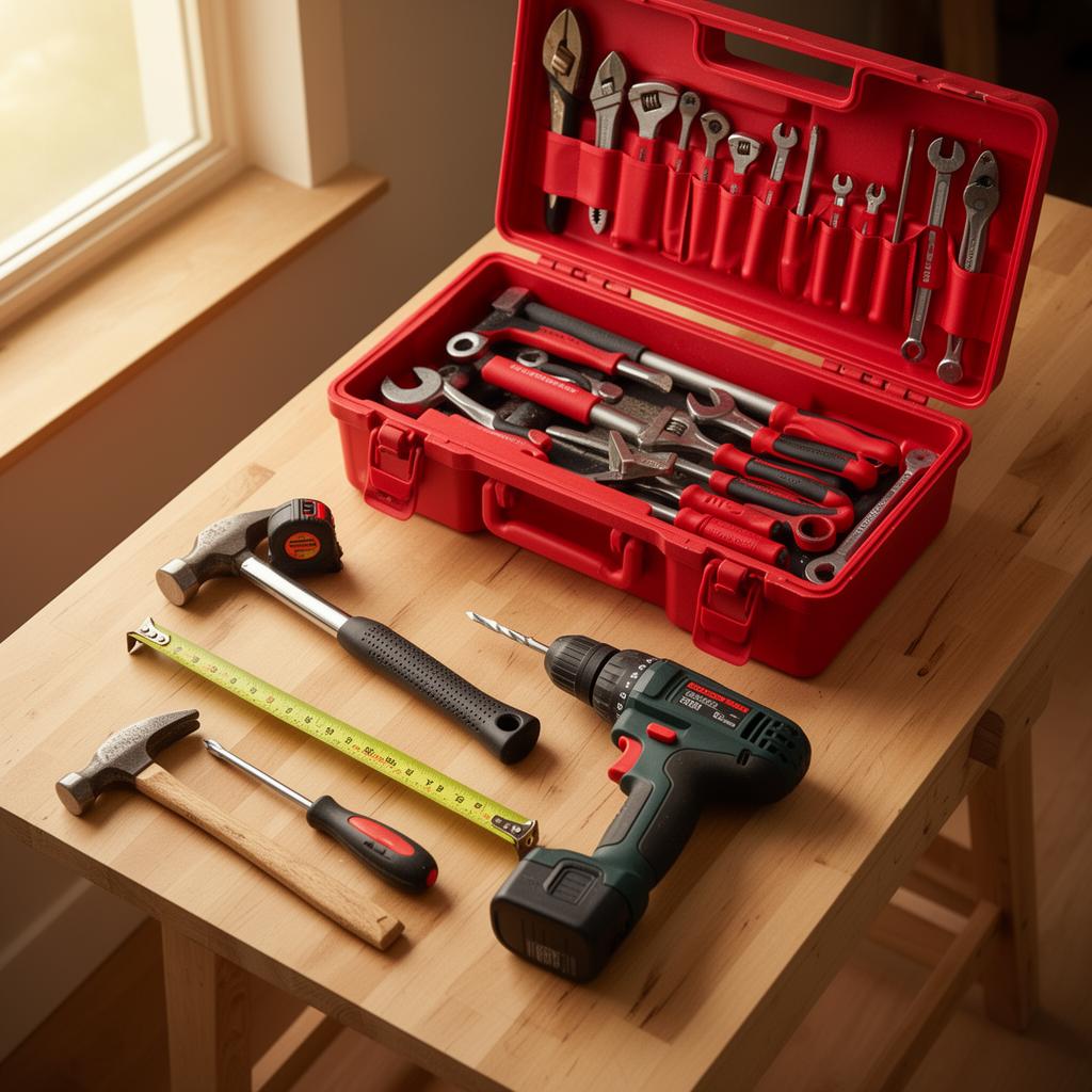 Professional handyman tools and toolbox ready for home services
